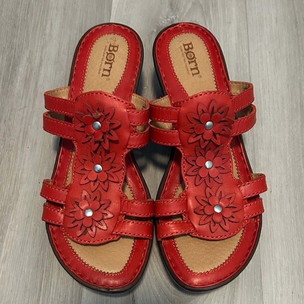 Born Red Floral leather Women's Sandals